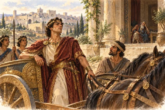 Adonijah beside his chariot and an elderly David: ambition and absent parental correction, 1 Kings 1